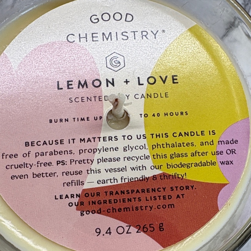 Good Chemistry Lemon + Love Scented Soy Candle - Pink, Yellow, Cream - Picture 4 of 6